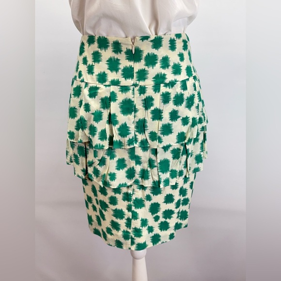 EDME & ESYLLTE for ANTHROPOLOGIE Green abstract print layered mini skirt size 6 - Picture 4 of 15